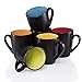 Klikel Black Coffee Mugs 14oz Set of 6 - Stoneware Coffee Mug Fits Coffee Makers - Black Cup With Multi Color Inside