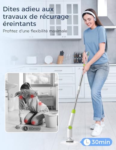 Brosse Nettoyage Electrique 5000mAh étanche IPX7 Brosse Rotative
