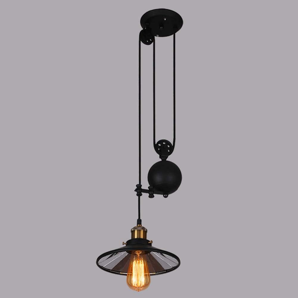 Industrial Vintage Ceiling Pendant Light Fixtures Black Retro Pulley Suspension Light Rise And Fall Hangging Light E27 Adjustable Lifting Chandelier For Kitchen Island Restaurant Bar Hallway Loft Amazon Co Uk Lighting