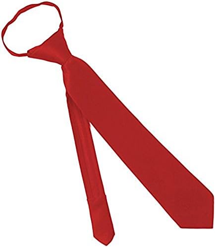 ADF Boy's Solid Color 14 Inch Zipper Neck Tie Crimson Red