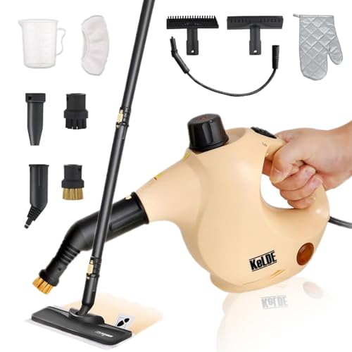 KeLDE Pressurized Steam Cleaner With Extension, 12 Accessories 1300w Handheld Natural Steamer Mop For Home Cleaning, Grout, Sofa, Carpet, Car and Kitchen