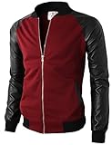 H2H Mens Slim Fit Varsity Baseball Bomber Jacket With Zipper Closer WINE US L/Asia XL (KMOJA0126)