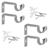 Anndason Heavy Duty Curtain Rod Brackets 3/4 5/8 Inch Rod (Silver) (Set of 4)