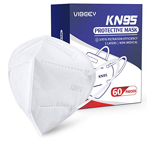 KN95 Face Mask 60 Pcs, Vibeey Individually Wrapped Cup Mask, 5Ply