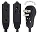 Maximm Cable 12 Ft 360° Rotating Flat Plug Extension Cord, 16/3 AWG Multi 3 Outlet 3-Prong Grounded Wire- Black - UL Certified