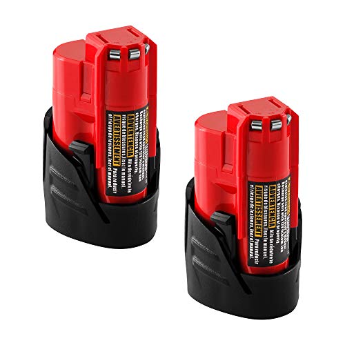 2 Pack M12 3.0Ah Battery Replacement for Milwaukee 12Volt 3000mAh M12 Lithium Ion Battery Xc 48-11-2420 48-11-2440 48-11-2402 48-11-2411 48-11-2412 Cordlees Tools (M12 3.0Ah 2packs)