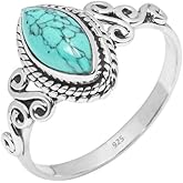 Rubicrafts Gemstone Ring 925 Sterling Silver Statement Ring For Women and Girls Handmade Rings Natural Gemstone Ring Promise Ring For Christmas Gift For Her