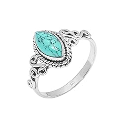 Rubicrafts Turquoise Stone Ring 925 Sterling Silver