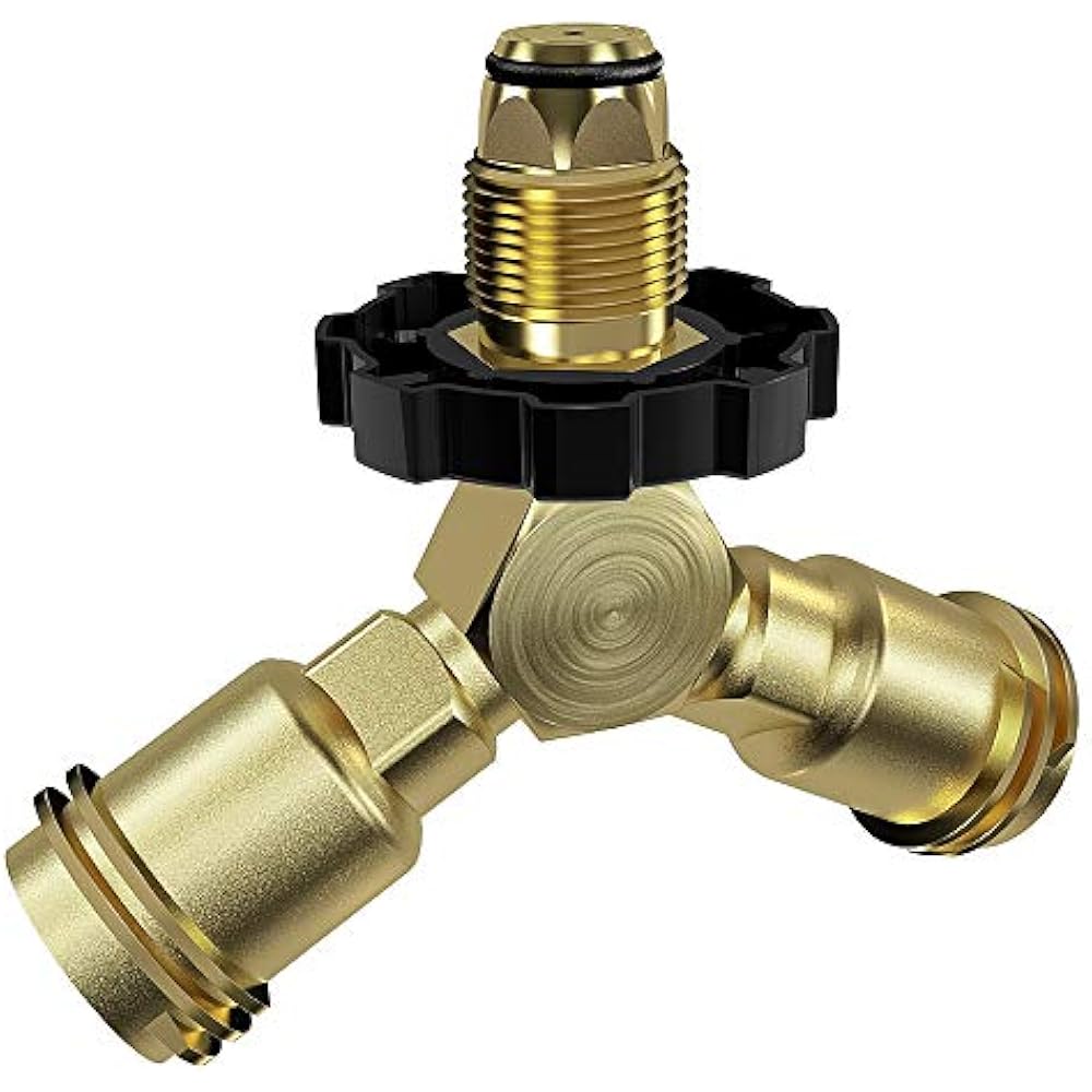 Propane Tank Splitter, Y LP Gas Tee Valve, QCC1/Type1 Cylinder Bottle