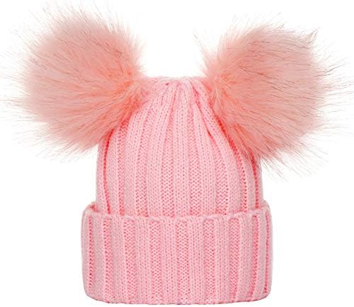 Iusun Baby Boys Girls Winter Autumn Warm Knit Beanie Hat with Pom Pom Ball Warmer Snow Fashion Slouchy Windproof Caps with Visor Stitching Outdoor
