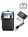 RFID Badge Holder with Zipper | PU Leather ID Badge Card Holder Wallet with 5 Card Slots | RFID Blocking On Both Sides | Detachable 18