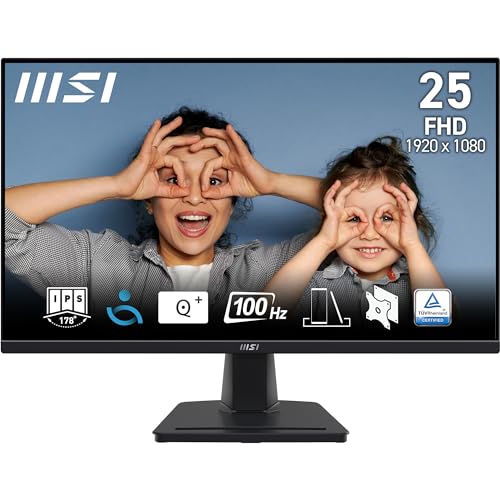 MSI PRO MP252 24.5 Inch Full HD Office Monitor - 1920 x 1080 IPS Panel, 100 Hz, Eye-Friendly Screen, Built-in Speakers, Tilt-Adjustable - HDMI 1.4b, D-Sub (VGA) thumbnail 1
