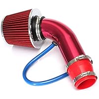 RASNONE Performance Cold Air Intake Pipe, Universal Car Cold Air Intake Filter Aluminum Induction Flow Hose Pipe Kit Red