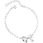 Izpack Cute Bow Bracelet for Women Ribbon Bowknot Paperclip Chain Adjustable Hand Bracelets Fashion Christmas Birthday Jewelry Gifts