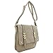 Double Compartment Large Flapover Crossbody Bag (Light Stone)