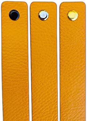 Brute Strength, Leather Handles for Furniture, Ochre Yellow, 12 pcs, 16,5 x 2,5 cm, Cabinet Handle - Image 4