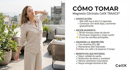 CellX | Magnesio Glicinato Quelado TRAACS Albion | 90 Cápsulas | 1360mg | 90 Servicios | Alta Absorción | Energía Natural, Relajación, Sueño y Bienestar | Duración 3 Meses
