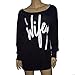Laimeng, Women Womens Letter Print Loose Sweatshirt Casual Pullover Top + Free Crystal Earrings