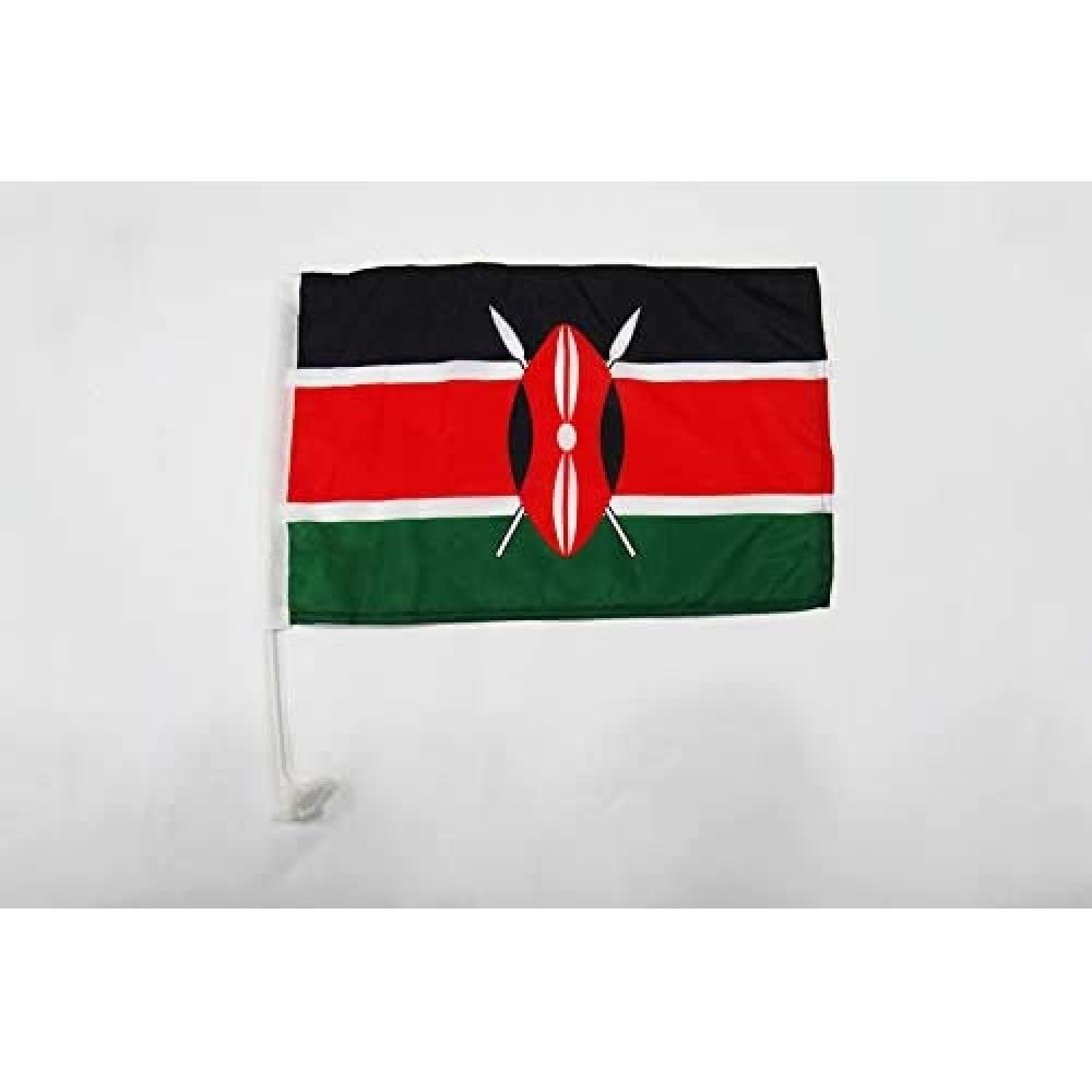 AZ FLAG Kenya Car Flag 18'' x 12'' - Kenyan Car flags 30 x 45cm - Banner 18x12 INCHES PLASTIC STICK — image 1