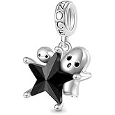 GNOCE Halloween Ghost Embraces Black Star Pendant Charm Sterling Silver Dangle Halloween Charm with Fit Bracelet/Necklace for Women Wife/Jewelry Gift