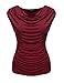 Zeagoo Womens Summer Ruched Blouse Cowl Neck Top Sleeveless Jersey Tank,Wine Red,X-Large
