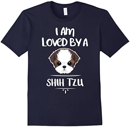 Mens I Am Loved By A Shih Tzu T shirt Large Navy