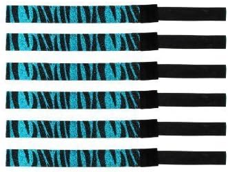 6 Pack: Glitter Headbands 3/4" Elastic Back Multiple Colors Available (One Size, BT)