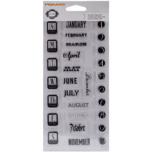 Fiskars Teresa Collins 4x8 Inch Clear Stamps, Dates