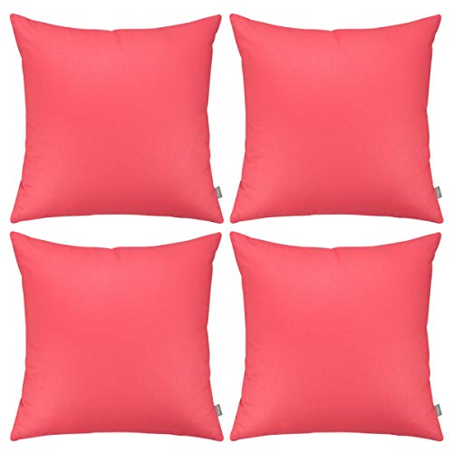 Thmyo 4-Pack 100% Cotton Comfortable Solid Decorative Throw Pillow Case, Square Cushion Cover Pillowcase Sublimation Blank Pillow Covers DIY Throw Pillowcase(22x22 inch/ 55x55cm, Watermelon red)
