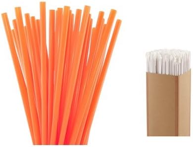 500 COUNT Spirit Foodservice HEAVY Plastic Individually Wrapped 7.75-inch Neon ORANGE Stirrer Straw