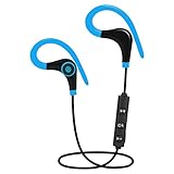 Sunbona Waterproof In-Ear Headset Bluetooth v4.1 Universal Wireless Sports Jogging Ear Hook Stereo Earphone for iPhone iPad iPod Samsung Galaxy and More (Black) (Blue)