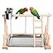 SAWMONG Bird Playgroud Parrots Wood Perch Playstand Gym Stand Playpen Ladder with Feeder Seed Cups, Bird Ropes, Toys Exercise Play for Cockatiels, Conures, Parakeets, Finch Small Animalsthumb 1
