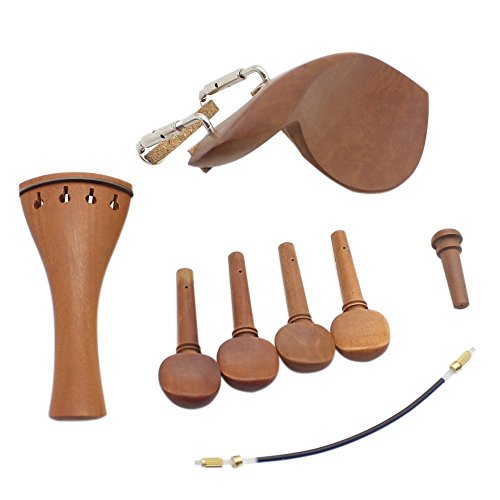 Algol - 4/4 Violin Chin Rest Chinrest Jujube Wood with Tuning Peg Tailpiece Tailgut Endpin Violin Accessory Kit