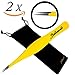 2x Precision Surgical Grade Tweezers - Best Stainless Steel Sharp Tweezers for Professional Ingrown Hair Extraction, Precise Eyebrow, Grooming, Multi-Purpose Needle Nose - Yellow