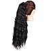 AISI BEAUTY Long Ponytail Extensions for Black Women Synthetic 22 inch Curly Wrap Around Black Ponytail Corn Wave Ponytail Hairpiece Magic Paste Black Ponytail(color:1B#)