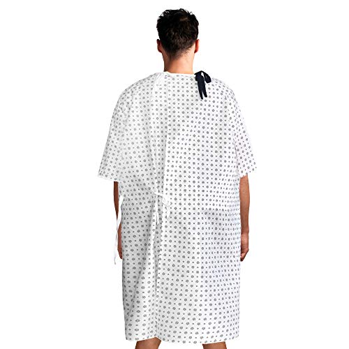 Talvania Unisex Patient Gown Hospital Medical Gowns, Back Ties, Fits Up to XXL White