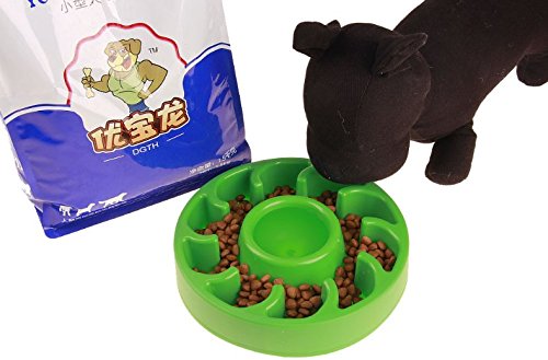 Pet Slow feeder bowl healthy growth eatting slowly feeding reduce speed Dog Bowl Prevent Choking obesity overweight (Green)