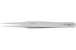 Excelta Mini Precision Tweezers, Straight Tapered Fine Point, Anti-Magnetic Stainless Steel, Perfect for Microscopy, 3.38" Length, Professional