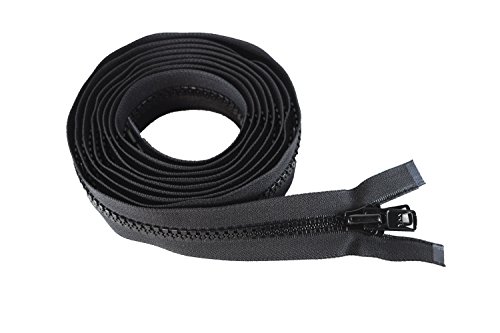 108" Vislon Zipper - YKK #10 Molded Extra-Heavy Separating - Metal Pull - 580 Black (1 Zipper / Pack)