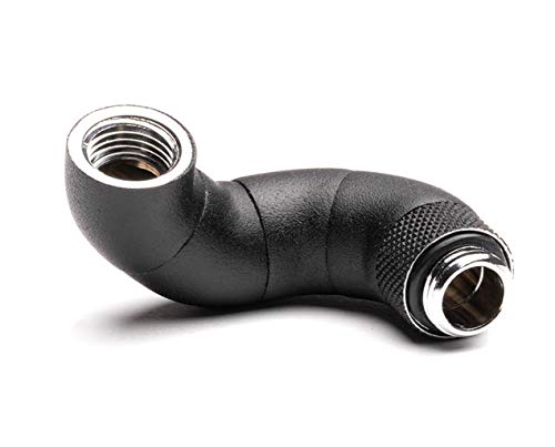 PrimoChill Male to Female G 1/4 180 Degree Triple Rotary Elbow Fitting - TX Matte Black