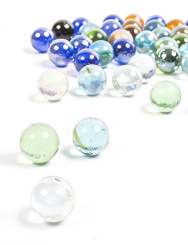 POPLAY 50 PCS Beautiful Player Marbles Bulk for Marble Games, Multiple Colors(1 Whistle)