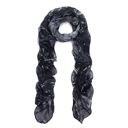Premium Elegant Peacock Feather Scarf Wrap, Grey