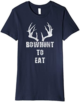 Womens Bowhunt to Eat Premium T-Shirt Large Navy