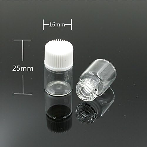 2 ml (5/8 dram) Clear Glass Sample Vial Essential Oil Bottle with With Orifice Reducer and White Cap- 12 pack