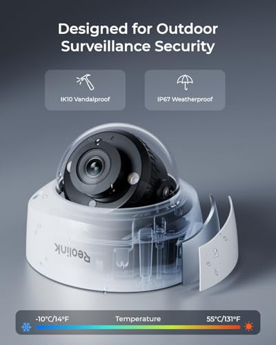 REOLINK 4K/8MP PoE IP Security Camera, Turret Surveillance, Color Night Vision with 3000K Spotlights, 125° Wide Viewing Angle, IK10 Vandal Proof, Person/Vehicle/Pet Detection, RLC-840A