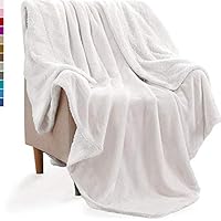 KAWAHOME Sherpa Fleece Blanket Super Soft Extra Warm Thick Winter Christmas Blanket for Couch Sofa Bed Twin Size 66 X 90 Inches White