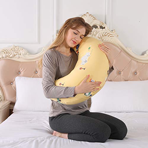 Multifunctional Pregnancy Pillow & Breastfeeding Pillow + Inner Cushion. Cover 100% Cotton, Filling 100% Polyester, Baby Nest, Nursing Pillow, Maternity Pillow (Toy Car, 42 inch)