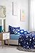 Chital Unisex Twin Bed Sheets | 4 Pc Gender Neutral Kids Bedding Set | Starry Night Sky Print | 1 Flat & 1 Fitted Sheet, 2 Pillow Cases | Durable Super-Soft, Double-Brushed Microfiber | 15” Deep