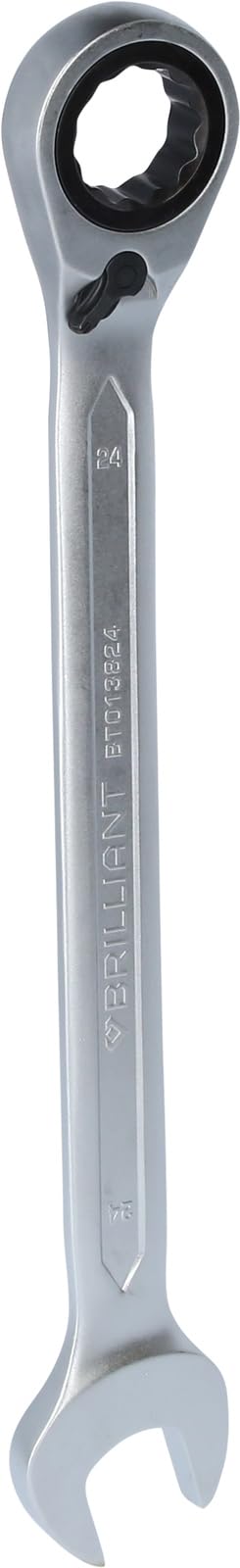BRILLIANT TOOLS BT013824 Reversible Ratchet Ring Spanner, 24 mm [Powered by KS Tools]