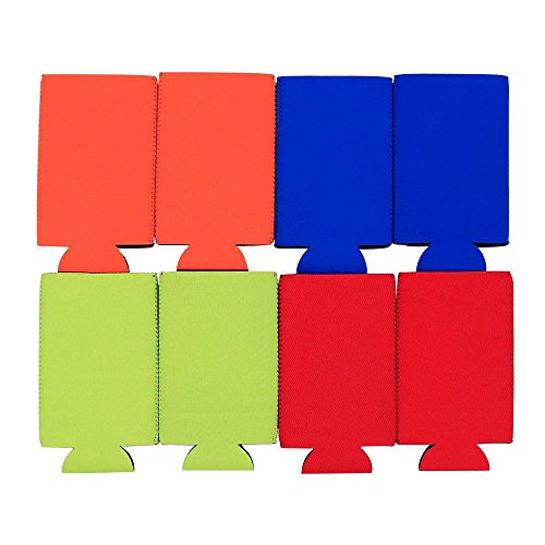 Topeakmart Pack of 8 Neoprene Beer Can Bottle Cooler Sleeves Insulators Reversible for 24ounce Colored